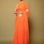 Tangerine Orange Real Chanderi Saree | Aari Silver Chanderi & Salma Work | Jaipurio Luxury Collection